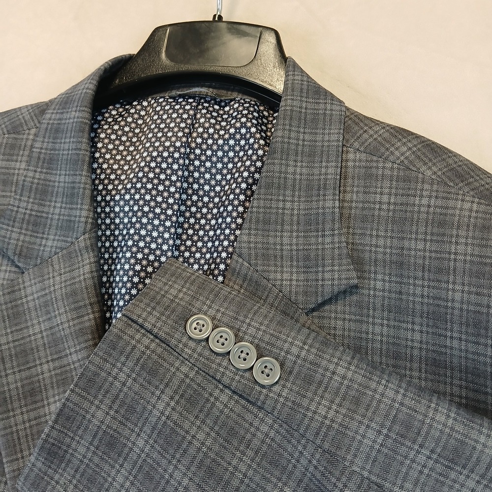 Oak Hill 2XLT 54L Mens Blazer Sport Coat 27x34 Gray Plaid Modern FLAW